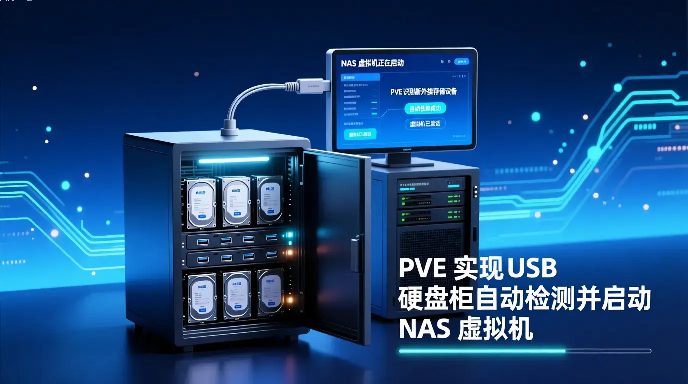 PVE 实现 USB 硬盘柜自动检测并启动 NAS 虚拟机